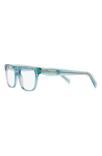 Prada 54mm Rectangular Optical Glasses In Blue