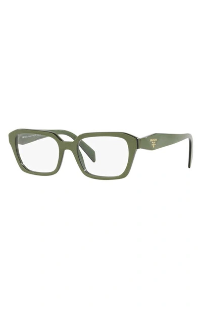 Shop Prada 54mm Rectangular Optical Glasses In Green