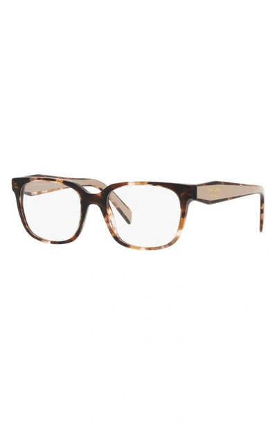 Prada 52mm Rectangular Optical Glasses In Caramel