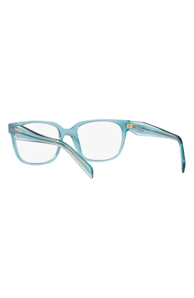 Prada 52mm Rectangular Optical Glasses In Blue