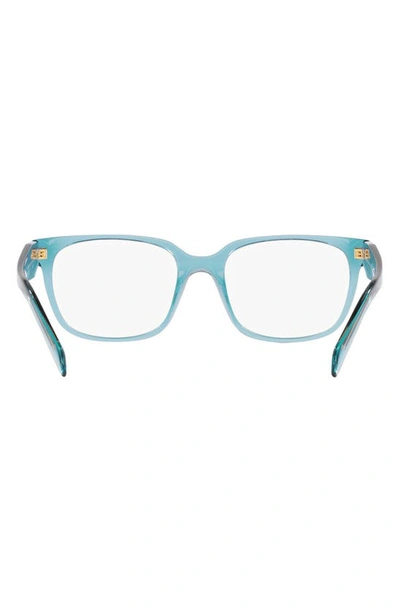 Prada 52mm Rectangular Optical Glasses In Blue