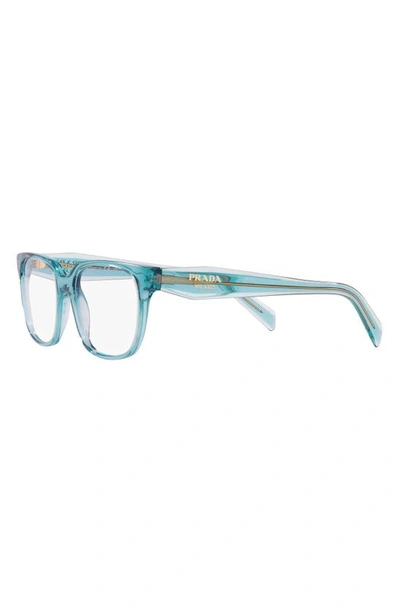 Prada 52mm Rectangular Optical Glasses In Blue