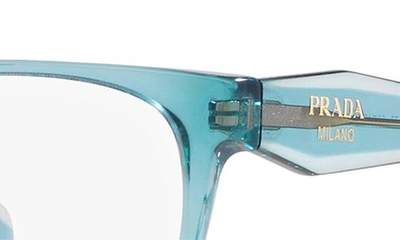 Prada 52mm Rectangular Optical Glasses In Blue