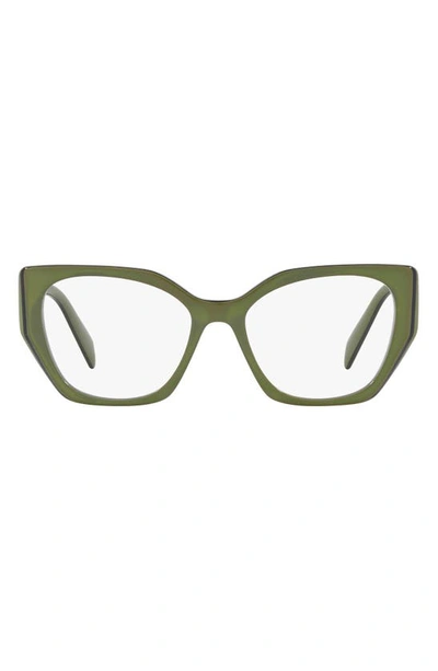 Shop Prada 54mm Square Optical Glasses In Dark Green
