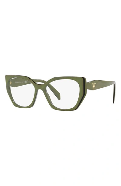 Shop Prada 54mm Square Optical Glasses In Dark Green