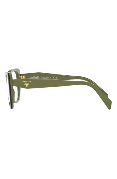 Prada 54mm Square Optical Glasses In Dark Green