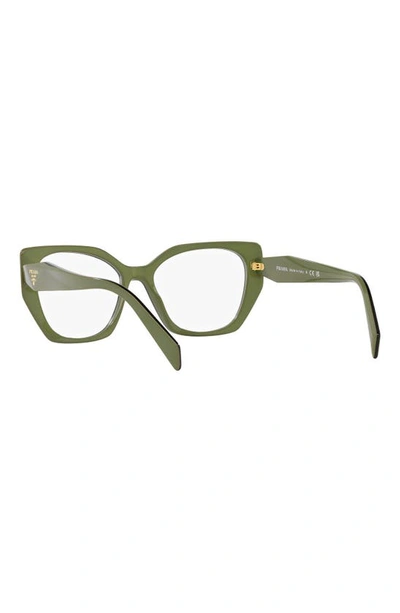 Shop Prada 54mm Square Optical Glasses In Dark Green