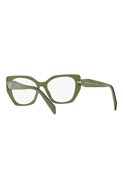 Prada 54mm Square Optical Glasses In Dark Green