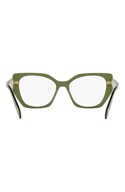 Prada 54mm Square Optical Glasses In Dark Green