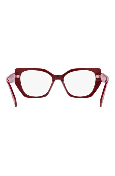 Shop Prada 54mm Square Optical Glasses In Black White/ Red
