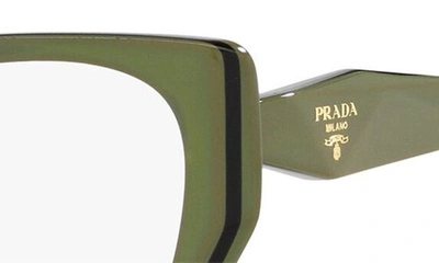 Prada 54mm Square Optical Glasses In Dark Green