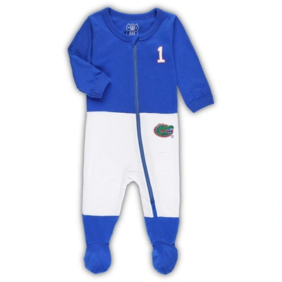 Shop Wes & Willy Infant  Royal Florida Gators #1 Football Uniform Full-zip Footed Jumper