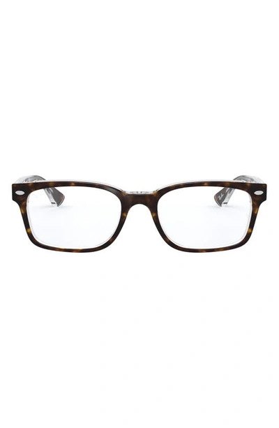 Shop Ray Ban 51mm Square Optical Glasses In Havana Brown