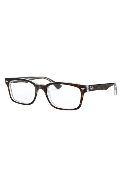 Shop Ray Ban 51mm Square Optical Glasses In Havana Brown