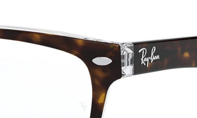Shop Ray Ban 51mm Square Optical Glasses In Havana Brown