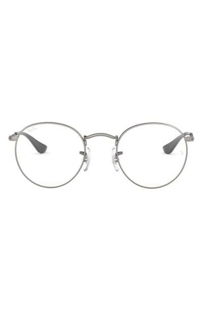 Shop Ray Ban Ray-bay 47mm Round Optical Glasses In Matte Gunmetal