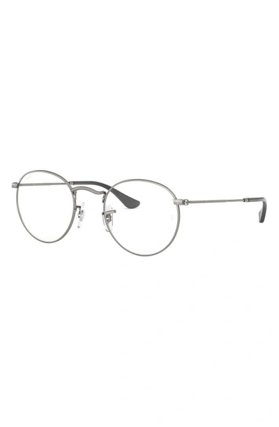 Shop Ray Ban Ray-bay 47mm Round Optical Glasses In Matte Gunmetal