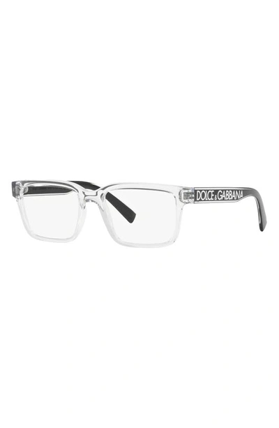 Shop Dolce & Gabbana 53mm Rectangular Optical Glasses In Crystal