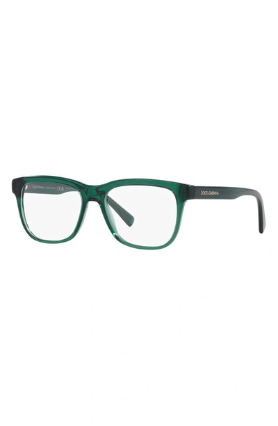 Shop Dolce & Gabbana 49mm Rectangular Glasses In Transparent Green
