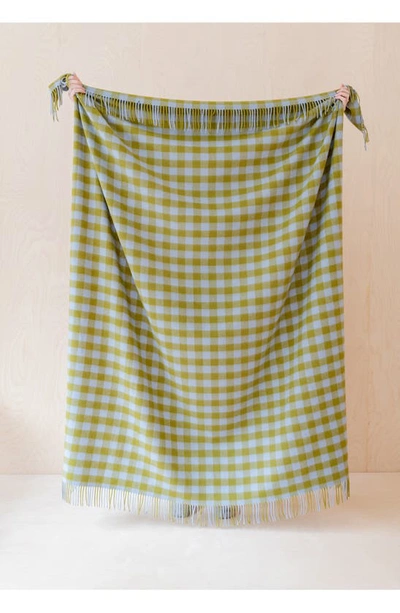 Shop Tbco Gingham Lambswool Blanket In Moss Oversized Gingham