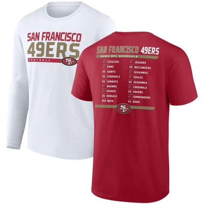 Shop Fanatics Branded Scarlet/white San Francisco 49ers Two-pack 2023 Schedule T-shirt Combo Set