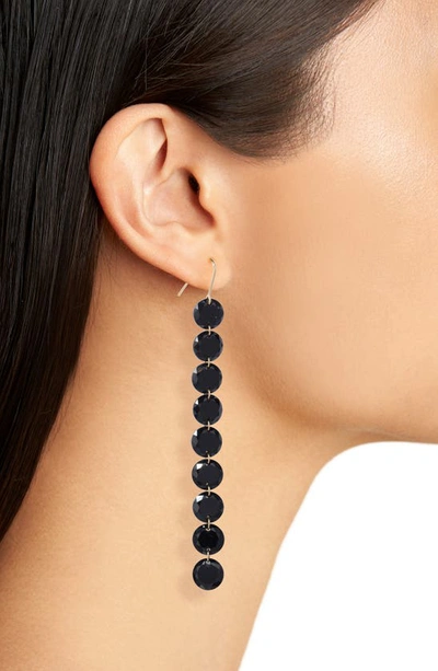 Shop Open Edit Floating Gem Linear Drop Earrings In Black- Gold