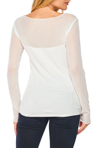 Shop Bluegrey Mesh Long Sleeve Mixed Media Top In Off White