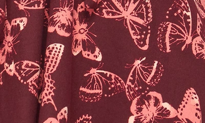 Shop Bluegrey Poet Tie Front Long Sleeve Top In Burgundy Butterfly