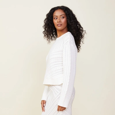 Monrow Merino Wool Cable Knit Sweater In White