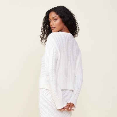 Monrow Merino Wool Cable Knit Sweater In White