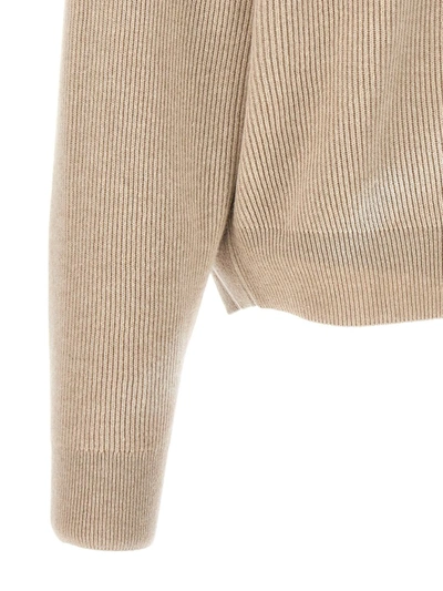 Brunello Cucinelli Ribbed Sweater In Beige