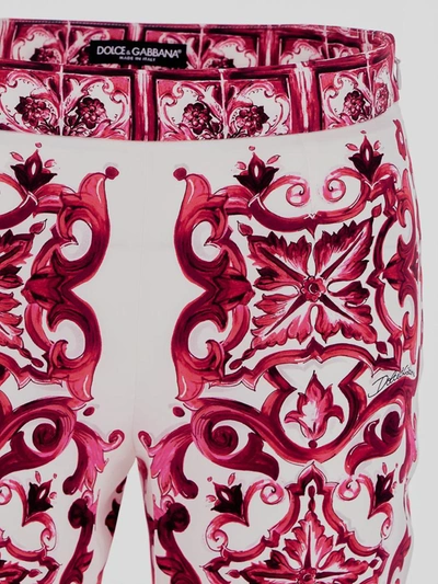 Dolce & Gabbana Majolica Print Charmeuse Pants In Trismaiolichefucsia