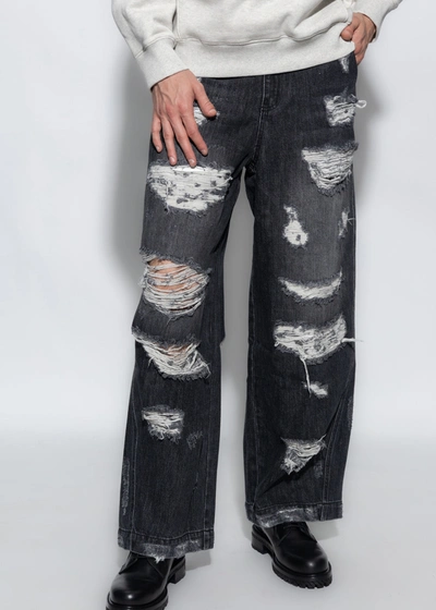 Shop Ader Error Black Distressed-effect Jeans In Noir