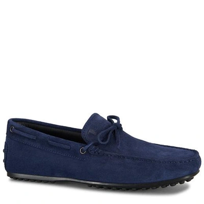 Shop Tod's City Gommino Driving Shoes In Suede In Blue