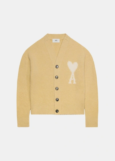 Shop Ami Alexandre Mattiussi Yellow Ami De Coeur Knitted Cardigan