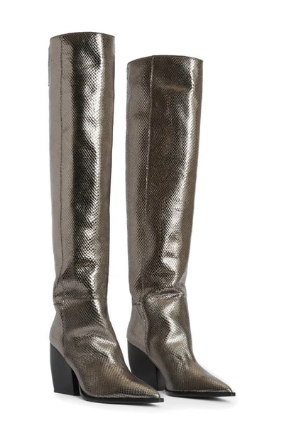 Shop Allsaints Reina Over The Knee Boot In Gunmetal Grey