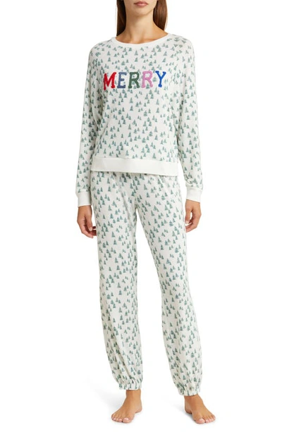 Shop Honeydew Intimates Star Seeker Jersey Pajamas In Ivory Trees