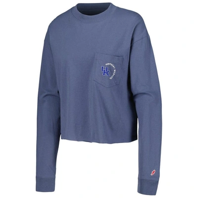 Shop League Collegiate Wear Navy Kentucky Wildcats Clothesline Midi Long Sleeve Cropped T-shirt