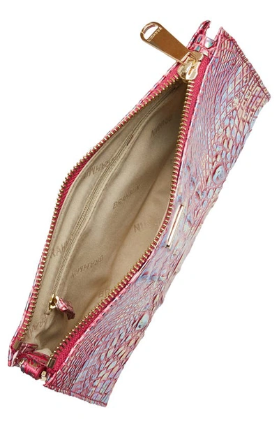 Shop Brahmin Daisy Croc Embossed Leather Wristlet In Magenta Wonderland