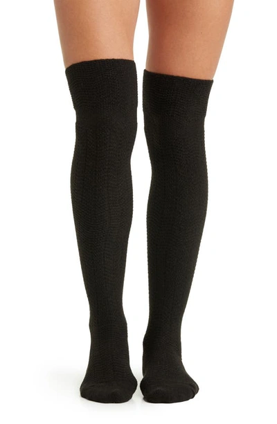 Shop Hue Chevron Over The Knee Socks In Black