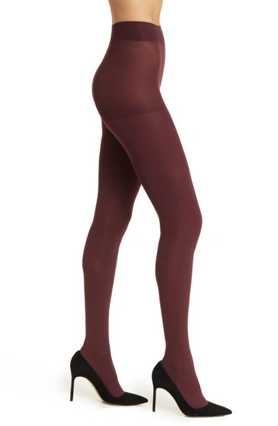 Shop Hue Super Opaque Tights In Burgundy