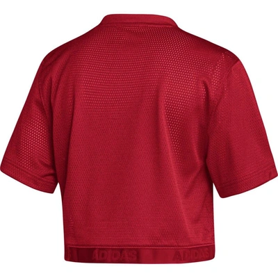 Shop Adidas Originals Adidas Red Nebraska Huskers Primegreen V-neck Cropped Jersey In Scarlet