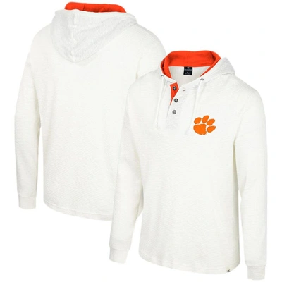 Shop Colosseum White Clemson Tigers Affirmative Thermal Hoodie Long Sleeve T-shirt