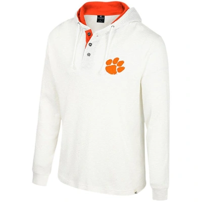 Shop Colosseum White Clemson Tigers Affirmative Thermal Hoodie Long Sleeve T-shirt