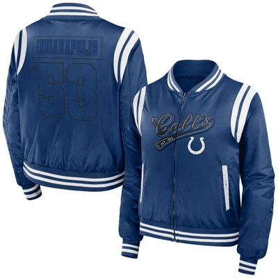 Shop Wear By Erin Andrews Royal Indianapolis Colts Bomber Full-zip Jacket