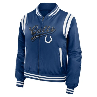 Shop Wear By Erin Andrews Royal Indianapolis Colts Bomber Full-zip Jacket