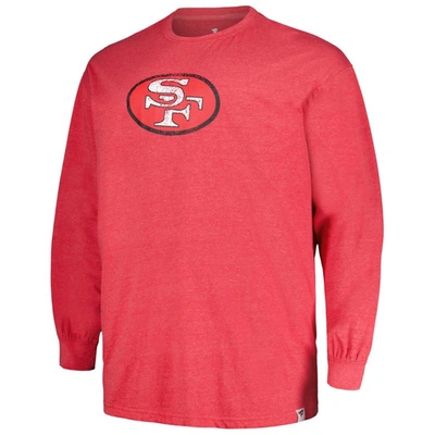 Shop Profile Heather Scarlet San Francisco 49ers Big & Tall Throwback Long Sleeve T-shirt
