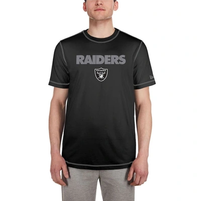 Shop New Era Black Las Vegas Raiders Third Down Puff Print T-shirt