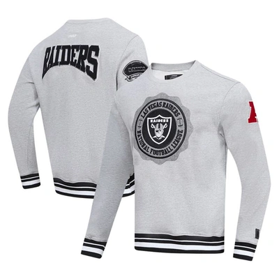Shop Pro Standard Heather Gray Las Vegas Raiders Crest Emblem Pullover Sweatshirt