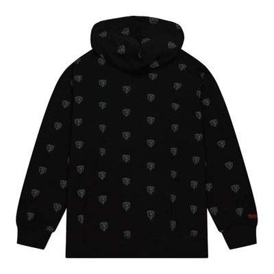 Mitchell & Ness Men's  Black Chicago Bears Allover Print Fleece Pullover Hoodie In Black